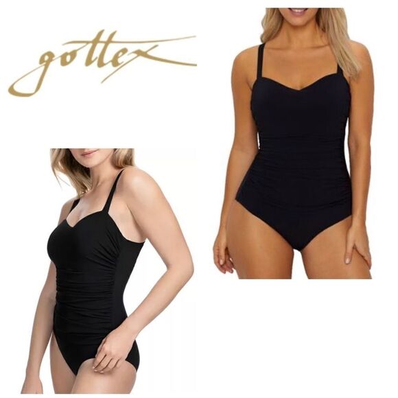 Profile by Gottex D-cup/10 elegant black swimsuit.New - Picture 1 of 14